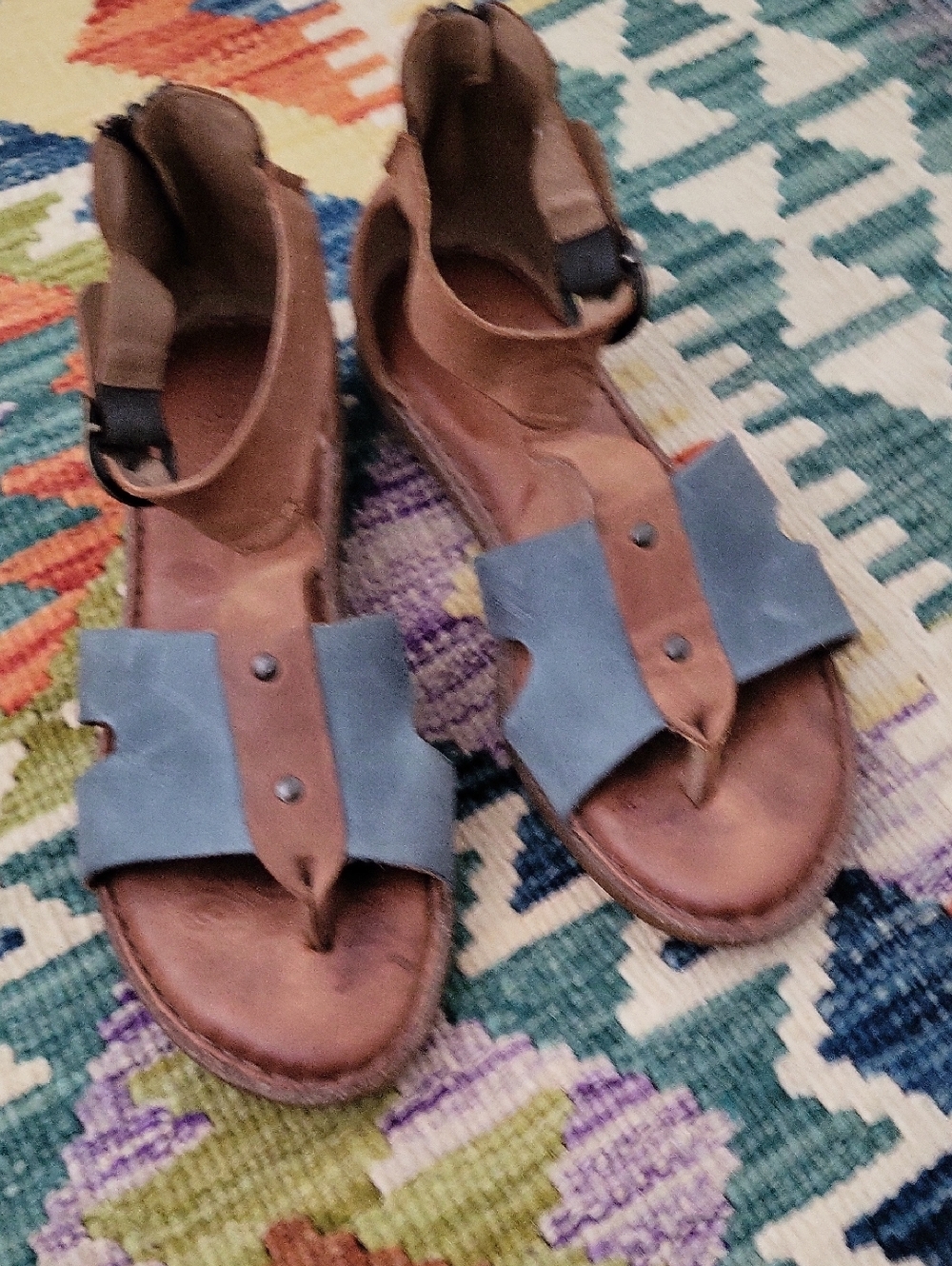 Born Timina Gladiator Sandals - Tan/Blue - 8